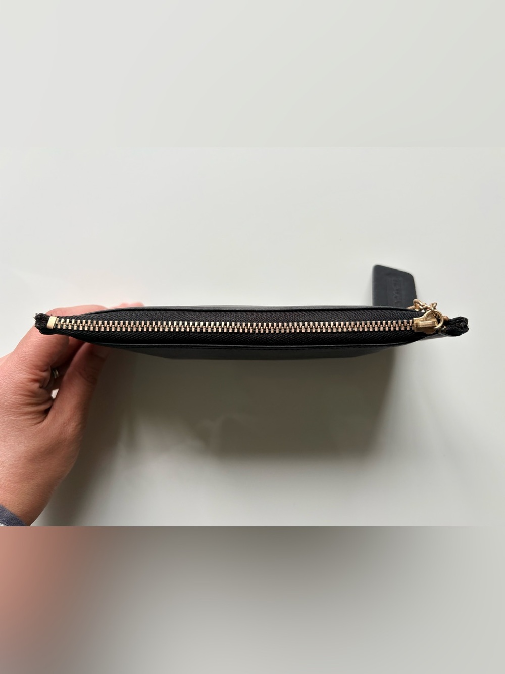 COACH Vintage Skinny Case Black Leather Cosmetic Makeup Travel Pouch 7170 - Picture 3 of 6